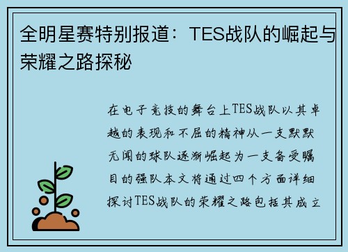全明星赛特别报道：TES战队的崛起与荣耀之路探秘